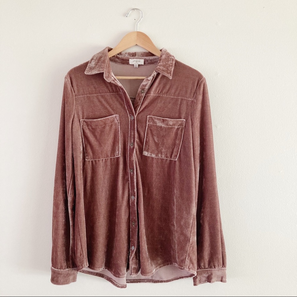 Umgee Velvet Button Down Long Sleeve